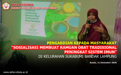 PkM: Sosialisasi Membuat Ramuan Obat Tradisional Peningkat Sistem Imun, di Kelurahan Sukabumi Bandar Lampung
